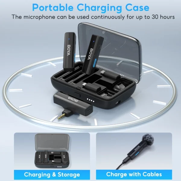 Wireless Lavalier Microphone System with Charging Case