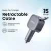 Nano Car Charger 75W with Retractable USB-C Cable